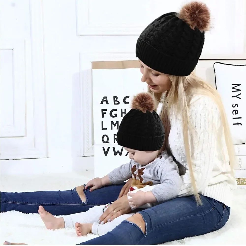 🎀Mom-Baby Beanies Set🎀NEW - Picture 2 of 5